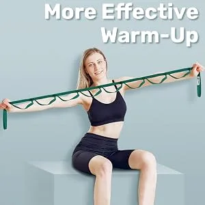 Tumaz Stretching Strap - 10 Loops & Non-Elastic Yoga Strap Budget Version- The Perfect Home Workout Stretch Strap for Physical Therapy, Yoga, Pilates, Flexibility - Included E-Book, Extra Durable 08. Green - Effective