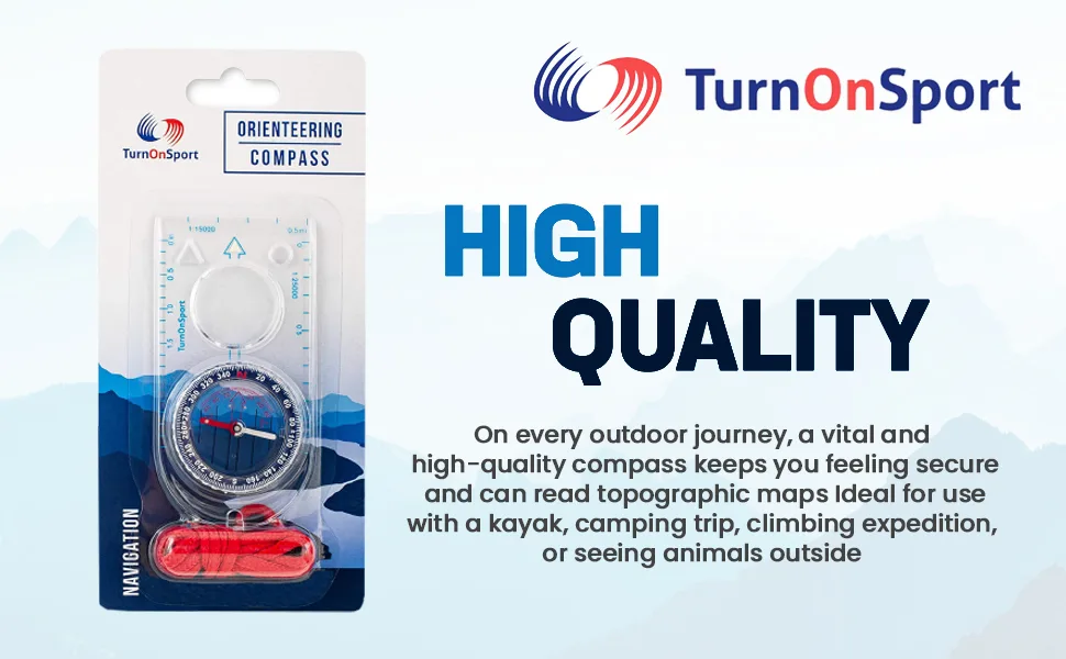 Orienteering Compass - Hiking Backpacking Compass - Advanced Scout Compass Camping and Navigation - Boy Scout Compass Kids - Childrens Compasses for Map Reading - Baseplate Compass Survival Style B - TURN ON SPORT