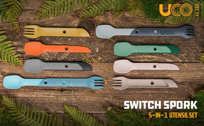 UCO Switch Spork 2-Piece Integrated Camping Utensil Set Sand stone - UCO Switch Spork
