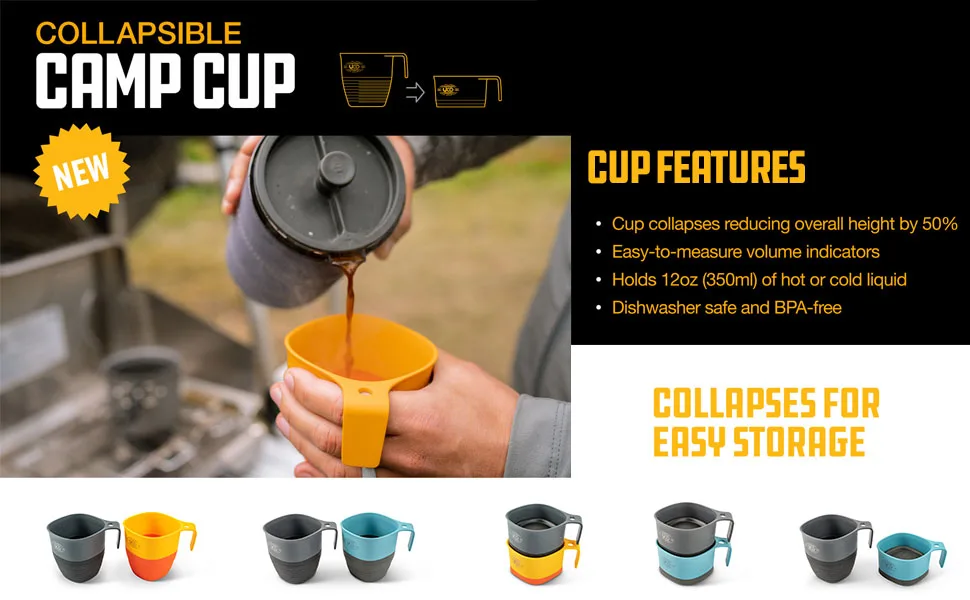 UCO Collapsible Cup for Hiking, Backpacking, and Camping Gray - camp cup