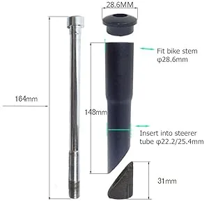 UPANBIKE Road Mountain Bike Bicycle Stem Riser Adapter 1 1/8" 22.2mm 25.4mm*150mm Black 25.4mm - product information 3