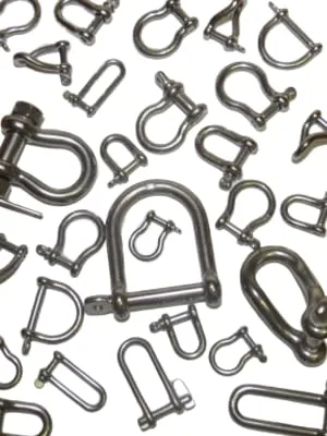 5 Pieces Stainless Steel 316 Type Round Bow Shackle 5/32" (4mm) Marine Grade - Various Shackles Scattered
