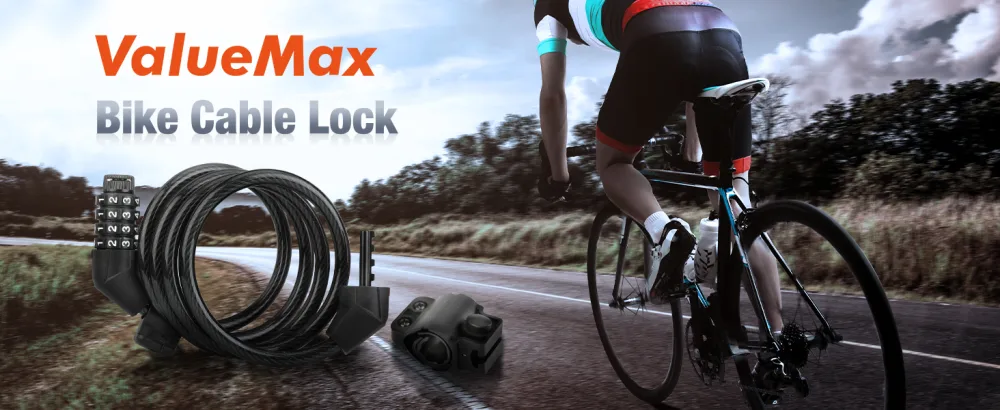 ValueMax 4FT Cable Bike Lock, 4 Digit Resettable Combination Codes, with Secure Mount Bracket, for Bicycle/Scooter/Glass Door 4FT, 4 Digit Resettable Combination Codes - product information 14