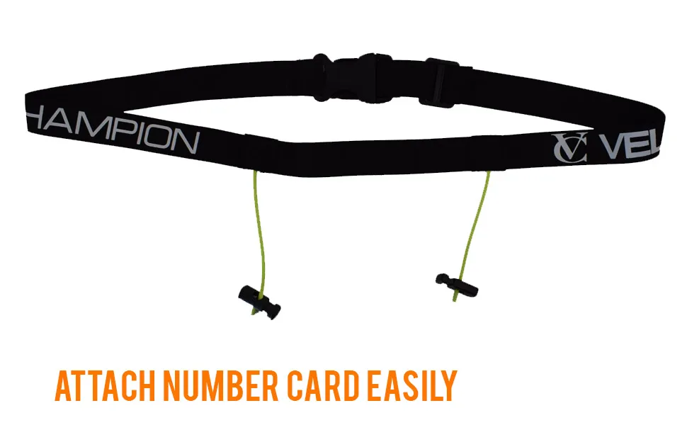 VeloChampion Running, Triathlon, Marathon Number Belt. No pins Needed. - Stretch Fit & Comfortable. No Pins Needed Run Belt - belt