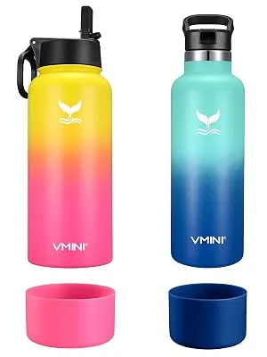 Vmini Protective Silicone Boot, Compatible with Hydro Flask and More Water Bottles, Anti-Slip Bottom Sleeve Cover 12-40 oz Pitch Black 32-40 oz - water bottle boot