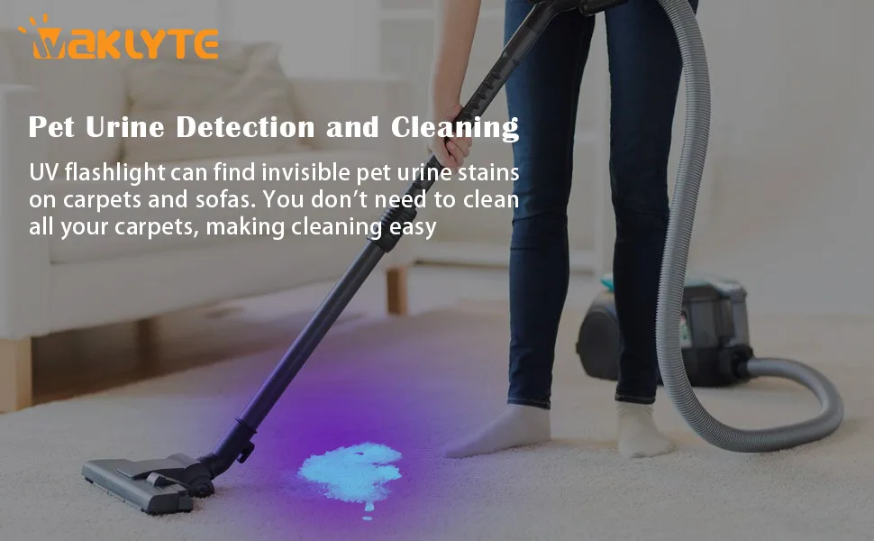 Waklyte Black Light UV Light, 21 LED Mini Black Light Flashlight, Powerful Small UV Flashlight Blacklight Flashlight, Pet Urine Detector Light for Dog/Cat Urine Detection, Resin Curing, Scorpion - Pet Urine Detection and Cleaning