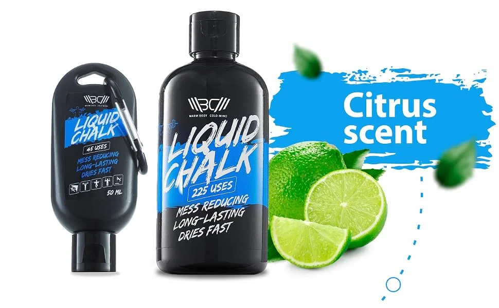 WARM BODY COLD MIND Liquid Chalk Improves Grip for Crossfit, Weightlifting, Powerlifting, Deadlifting, Gymnastics, Climbing, Pole Dancing, No Mess White 50ml - liquid chalk