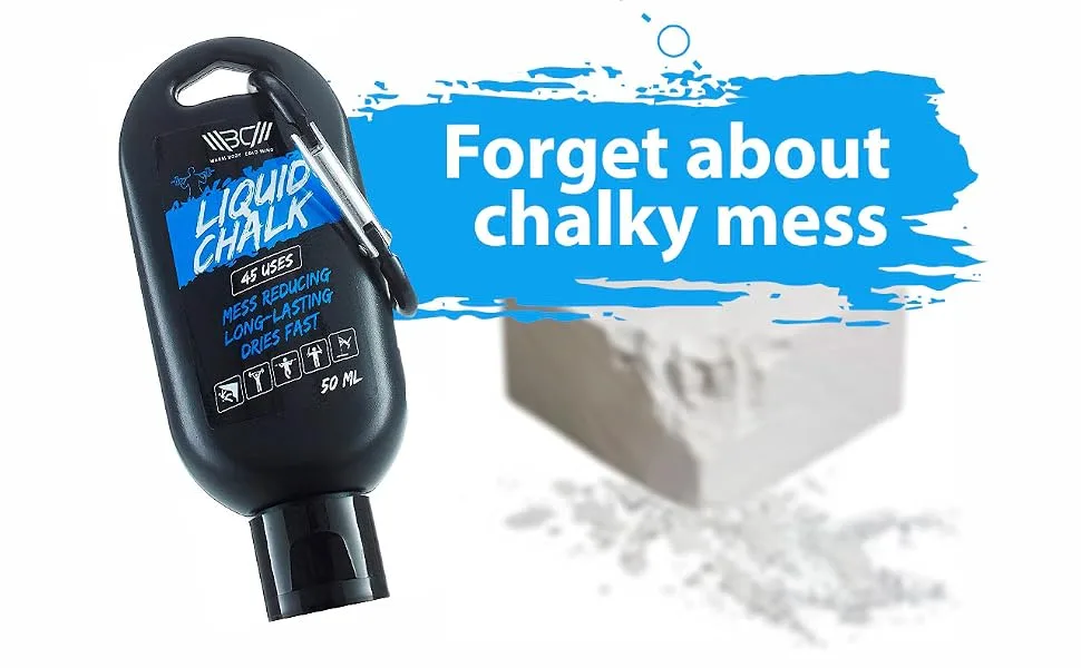 WARM BODY COLD MIND Liquid Chalk Improves Grip for Crossfit, Weightlifting, Powerlifting, Deadlifting, Gymnastics, Climbing, Pole Dancing, No Mess White 50ml - no mess chalk