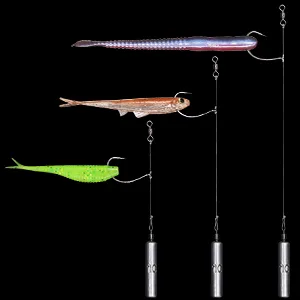Drop Shot Rigs for Bass Fishing Ready Rig with Hooks and Sinker Weights Hook Size 1/0-Weight 3/8 oz-Qty 5 - drop shot rig