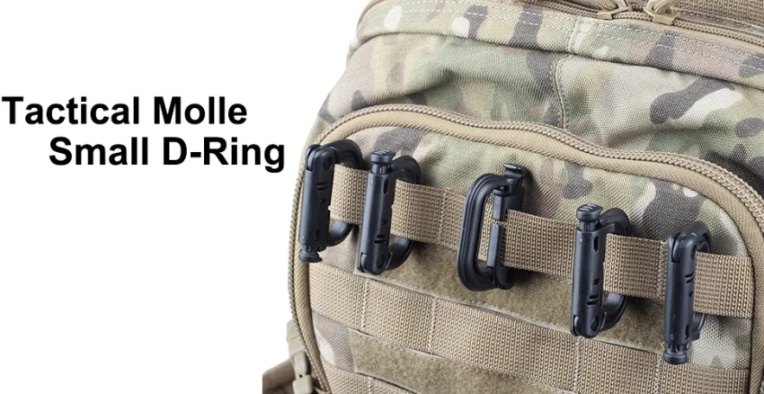 XTACER Tactical Multipurpose Small D-Ring Locking Hanging Hook Tactical Link Snap Keychain Button Release for Molle Webbing (Set of 10) Black - product information 1