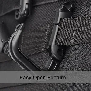 XTACER Tactical Multipurpose Small D-Ring Locking Hanging Hook Tactical Link Snap Keychain Button Release for Molle Webbing (Set of 10) Black - product information 2