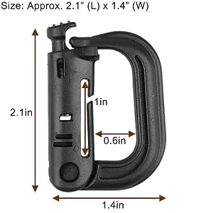 XTACER Tactical Multipurpose Small D-Ring Locking Hanging Hook Tactical Link Snap Keychain Button Release for Molle Webbing (Set of 10) Black - product information 5