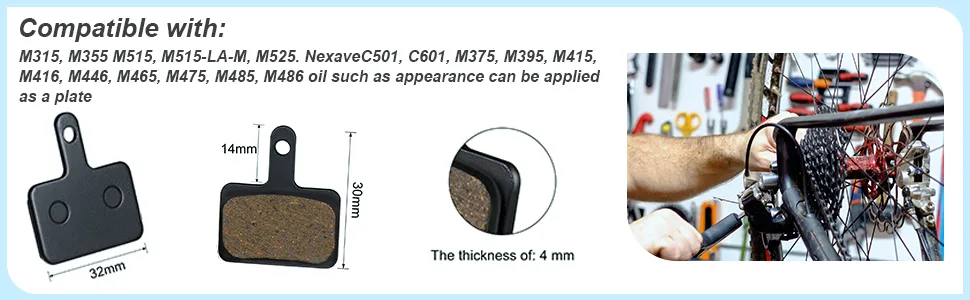 Zonon 4 Pairs Bicycle Disc Brake Pads and Spring Competible with Trp Tektro Shimano Deore Resin - product information 5