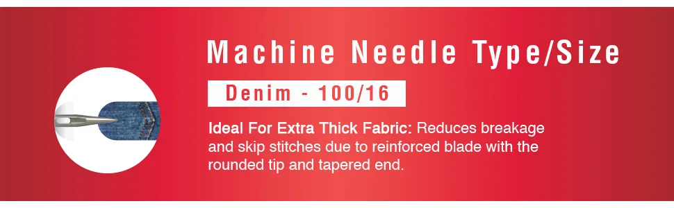 SINGER Denim Sewing Machine Needles, Size 100/16-5 Count - Denim Needle Type