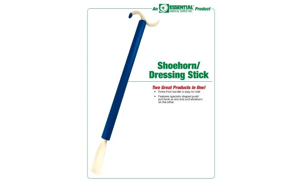 Essential Medical Supply Combination Long Handle Dressing Stick and Shoehorn, Blue, 1 Count (Pack of 1) - L3018 Dressing Stick