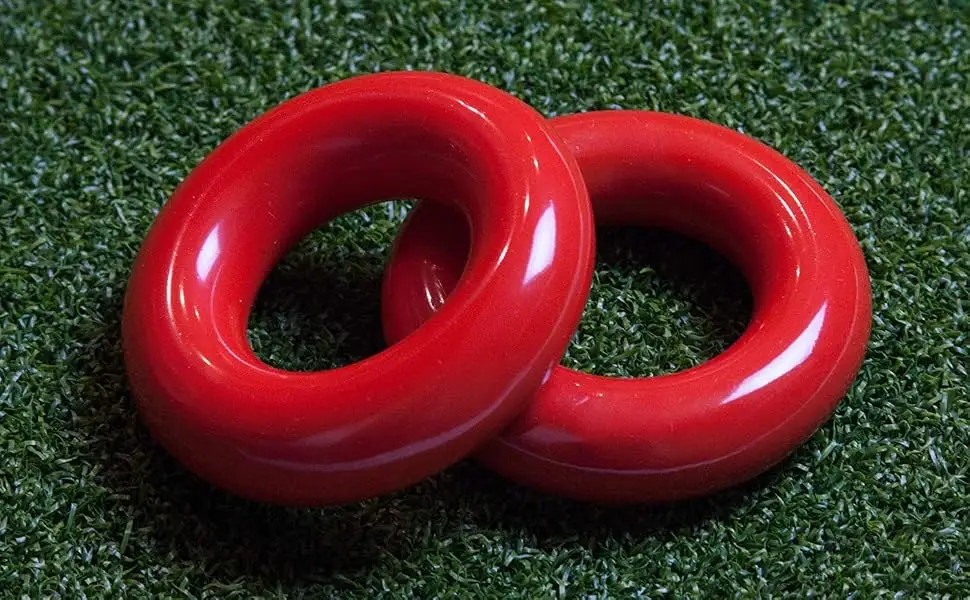 Murray Sporting Goods Golf Swing Weight Ring (2-Pack) | Red Golf Club Swing Trainer Rings - Weighted Golf Donut Accessory Good for Golf Practice, Training or Warm Up - Murray Sporting Goods Golf Swing Weight - Ultimate Golf Swing Trainer Swing Alignment Warmup
