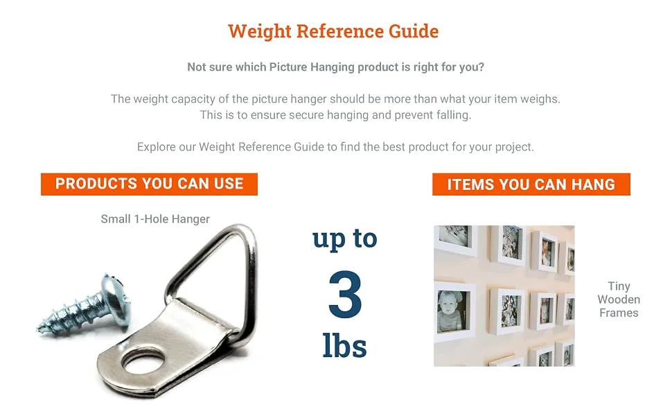 D Ring Picture Hangers with Screws - 100 Pack - Bulk D Rings - Pro Quality d-Rings - Picture Hang Solutions - Hang Up To 3 Lbs With Lightweight D-rings