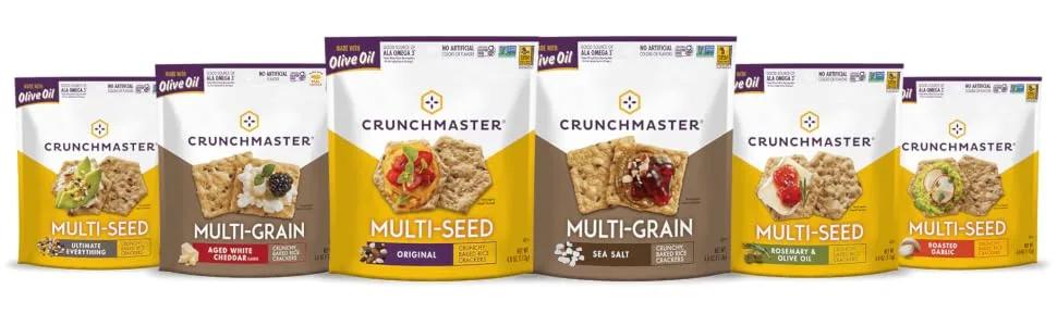 Crunchmaster Multi-Grain Crackers, Sea Salt, 4 Oz Sea Salt 4 Ounce (Pack of 1) - Crunchmaster Multi-Grain and Multi-Seed Family Photo