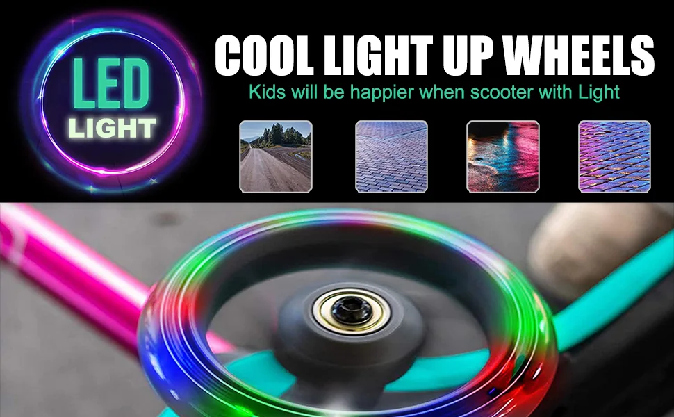 Kutrick Light Up 80mm Inline Skate Wheels and Kick Scooter 80mm Rear Wheels Replacement Pair - 80mm Led Flashing Wheels Replacement for Inline Skate and Kick Scooter BLACK/2pcs with Light 80mm - product information 2