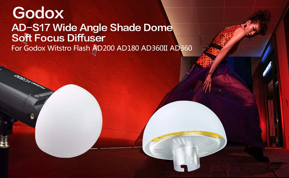 GODOX AD-S17 Wide Angle Dome Soft Focus Diffuser Compatible for AD200 AD180 AD360II AD360 Flash - Godox AD S17 Wide Angle Soft Focus Shade Diffuser