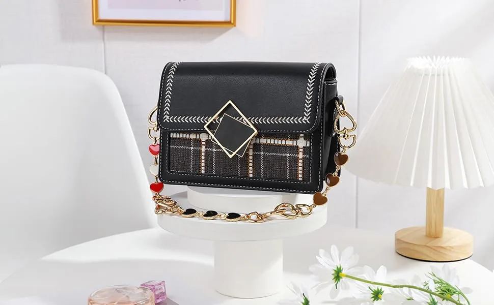 Anbys 2Pcs Bag Strap Extender Heart Shape Chain Strap Extender Replacement Accessory Bag Chain Straps Charms for Shoulder Cross-Body Purse Clutch Handbag Supplies(Black) - bag extender black