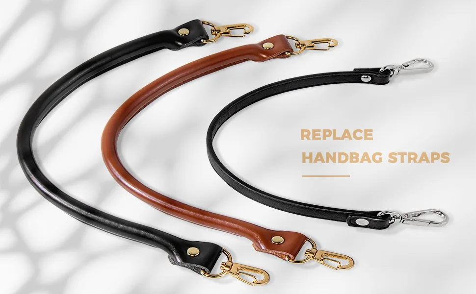 AUEAR, Replacement Handles Bag Purses Straps Black Handbag Strap for Handmade Bag Straw Bag (15.7 Inches, Style A, 2 Pack) Style A Black - Handbag Strap