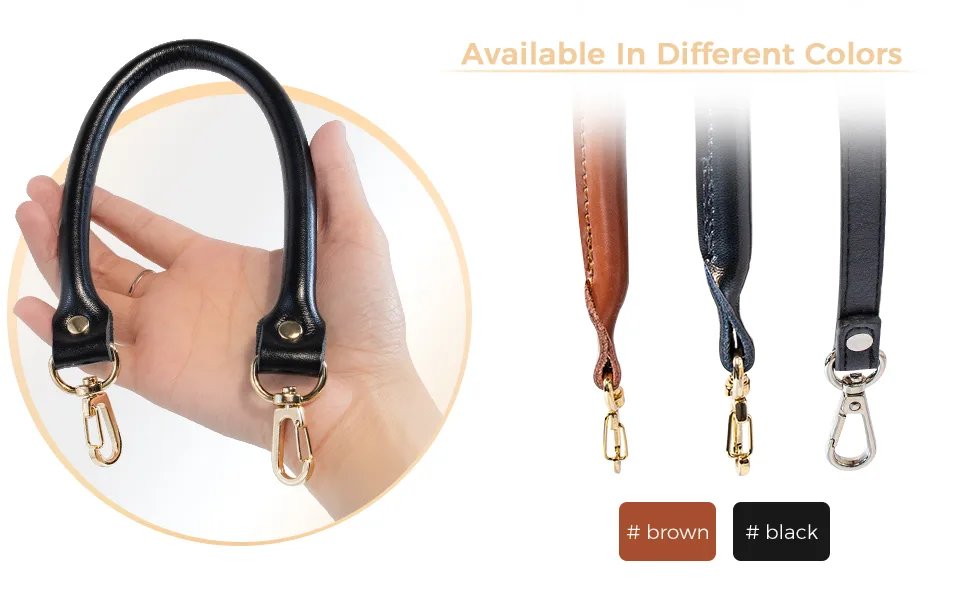AUEAR, Replacement Handles Bag Purses Straps Black Handbag Strap for Handmade Bag Straw Bag (15.7 Inches, Style A, 2 Pack) Style A Black - Handbag Strap