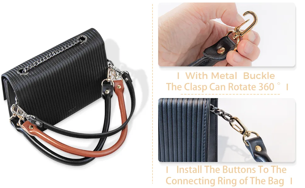 AUEAR, Replacement Handles Bag Purses Straps Black Handbag Strap for Handmade Bag Straw Bag (15.7 Inches, Style A, 2 Pack) Style A Black - Handbag Strap