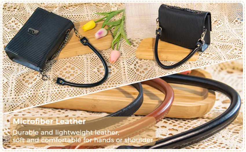 AUEAR, Replacement Handles Bag Purses Straps Black Handbag Strap for Handmade Bag Straw Bag (15.7 Inches, Style A, 2 Pack) Style A Black - Handbag Strap
