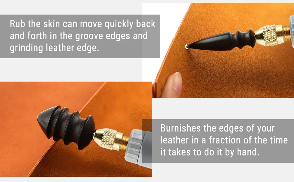 AUEAR, 2 Pack Leather Burnished Bits for Rotary Tools PU Leather Burnishing Tips for Clean Edges of Leather Craft Projects 2 Pack Style a - product information 5