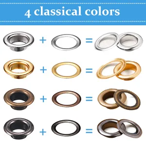 1/4 Inch Grommet Kit 200 Sets Grommets Eyelets with 3 Pieces Install Tool Kit and Box for Shoes Clothes Crafts Bag 1/ 4 Inch Inside Diameter - product information 4