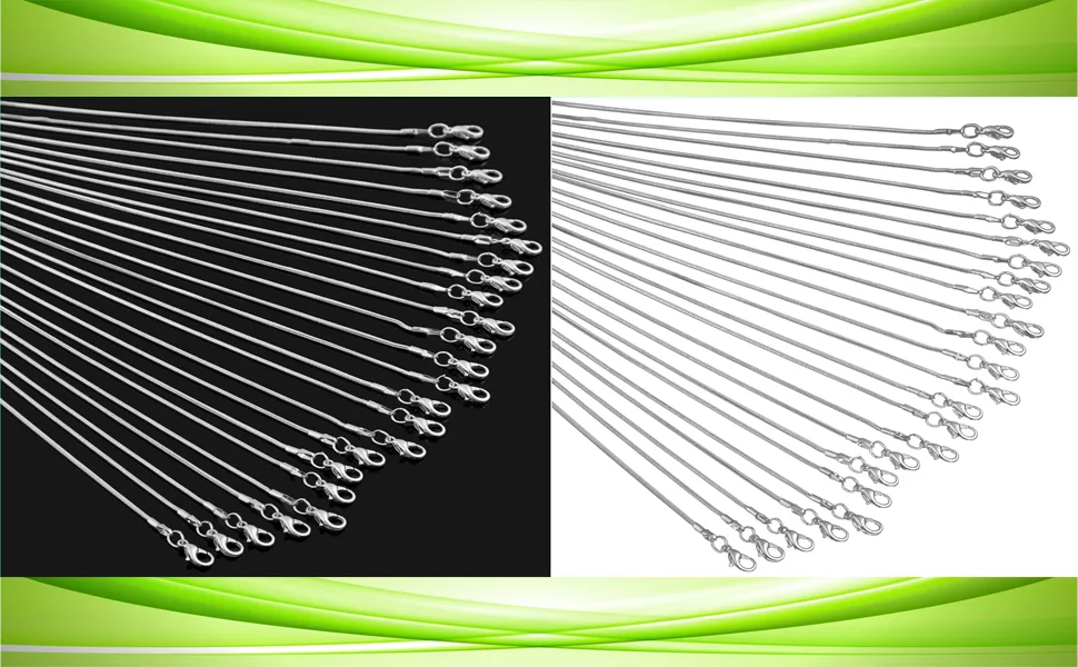24pcs 18 Inch 925 Silver Plated 1.2mm DIY Snake Chain Charms Link Necklace with Lobster Clasps for Jewelry Making - product information 7