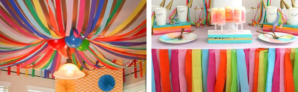 Coceca 12 Rolls Streamers Crepe Paper in 6 Colors for Rainbow Party Wedding Birthday Ceremony Festivals Decoration - Cocea