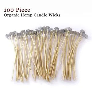 EricX Light Organic Hemp Candle Wicks, 100 Piece 8" Pre-Waxed by 100% Beeswax & Tabbed, for Candle Making - product information 2