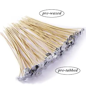 EricX Light Organic Hemp Candle Wicks, 100 Piece 8" Pre-Waxed by 100% Beeswax & Tabbed, for Candle Making - product information 3