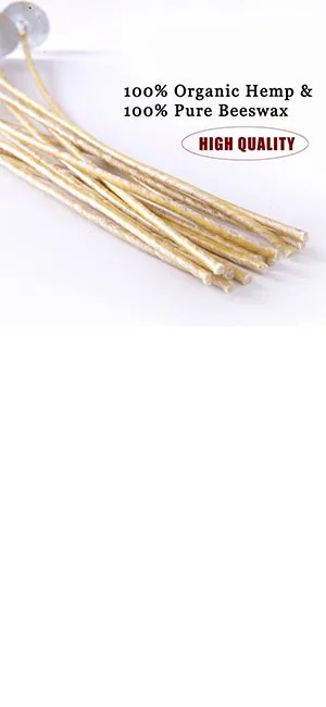 EricX Light Organic Hemp Candle Wicks, 100 Piece 8" Pre-Waxed by 100% Beeswax & Tabbed, for Candle Making - product information 5