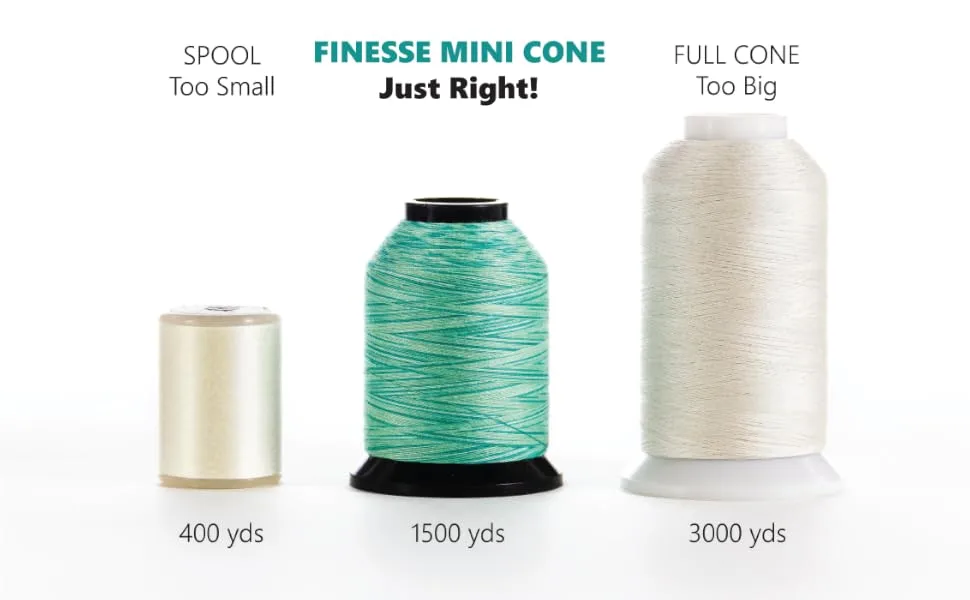 Finesse Thread Variegated Colors | 100% Polyester, 3ply, 50wt, Variegated Thread | 1500yds Stackable Thread Cones | 100% Polyester Thread for Quilting and Sewing (Pastels) - Quilting Thread