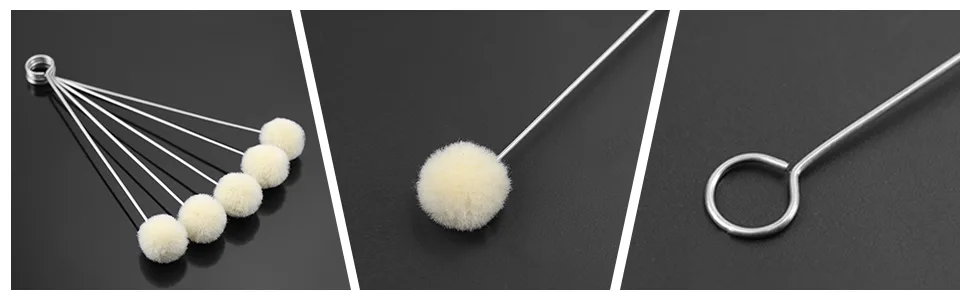 100 Packs Wool Daubers Ball Brush Leather Dye Tool with Metal Handle for DIY Crafts Projects - leather dye wax brush leather cement shoe dye wax leather stains and dyes wool balls dabber tool
