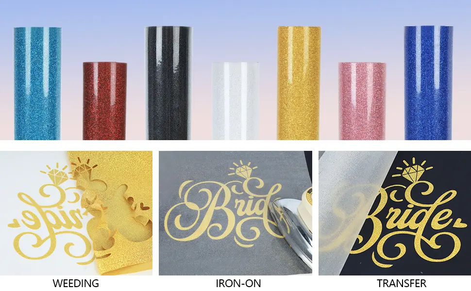guangyintong Glitter Silver Heat Transfer Vinyl Roll for T-Shirts HTV 12X 8ft Iron on Transfer (J4-Glitter Silver) - using steps