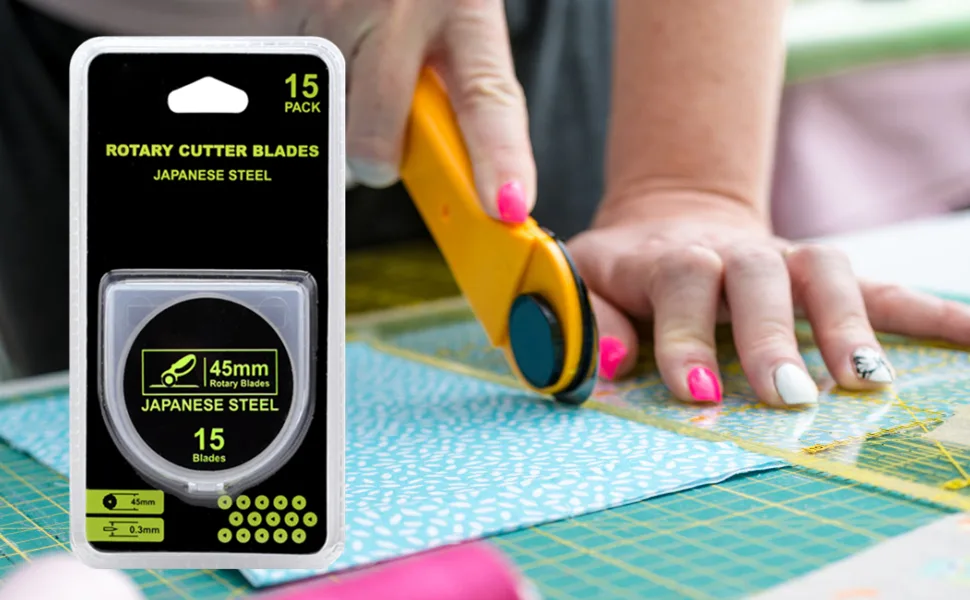 HEADLEY TOOLS 45mm Rotary Cutter Blades 15 Pack Fits Olfa, Fiskars, Replacement Rotary Blade for Arts Crafts Quilting Scrapbooking Sewing, Sharp and Durable 45mm 15pcs - product information 2