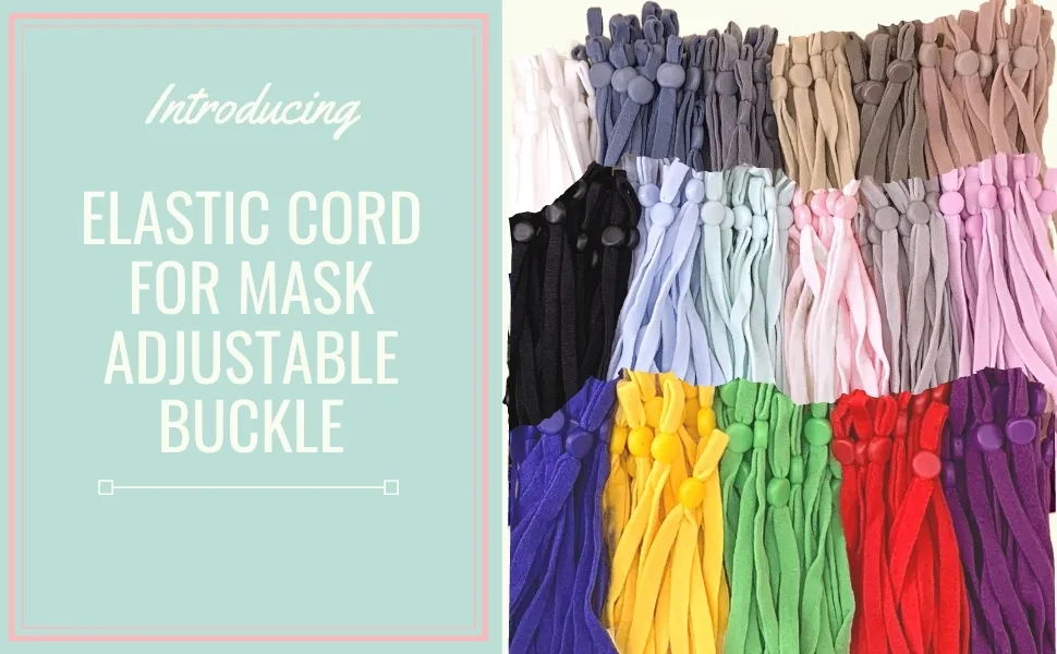 HomyBasic 150 Pcs Elastic String for Masks with Adjustable Buckle 1/4 inch (Mix-Rainbow) Stretch, Soft Elastic Cord, Band, Strap for Sewing Mask 150 Pcs Multi - homybasic elastic band face mask sewing cord string adjustable buckle white black color bands inch