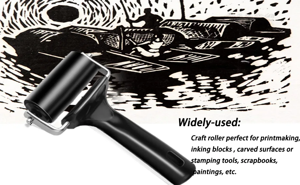2Pcs Rubber Roller Brayer Rollers Hard Rubber 4 and 2.2 Inch for Printmaking (Black) by HRLORKC 1pack 2.2inch+1pack 4inch - product information 2