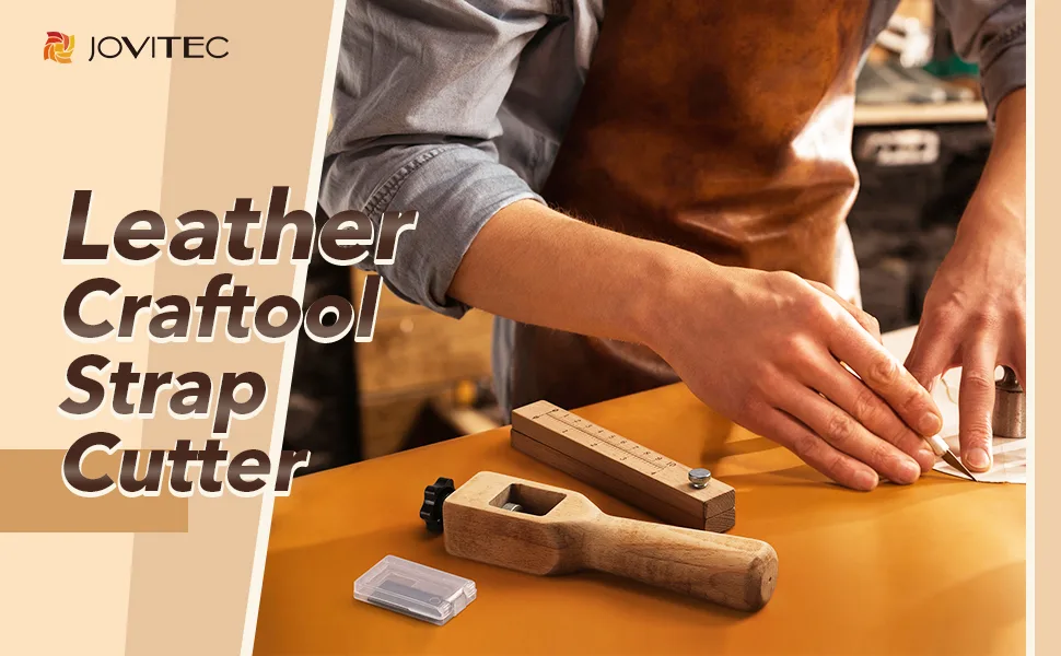 Jovitec Leather Craftool Strap Cutter, Strip and Strap Leather DIY Hand Cutting Tool Adjustable with Blades - product information 1