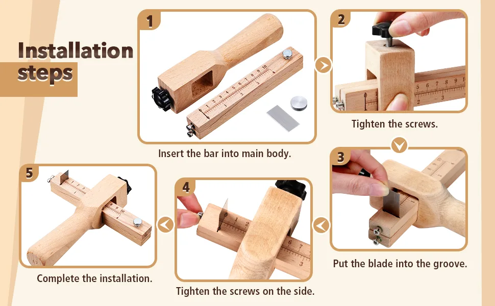 Jovitec Leather Craftool Strap Cutter, Strip and Strap Leather DIY Hand Cutting Tool Adjustable with Blades - product information 3
