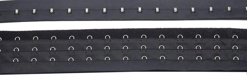 2.5 Yards Pair Three Row Hook and Eye Tape Trim for Sewing Quilting Corset Bra Renaissance Dance Bridal Costumes (Black Three Row) - Hook and Eye Trim
