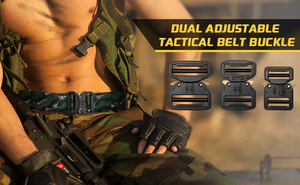 LIIIIIIKES Dual Adjustable No-Sew Tactical Belt Buckle 2.0 - blue alpha belt