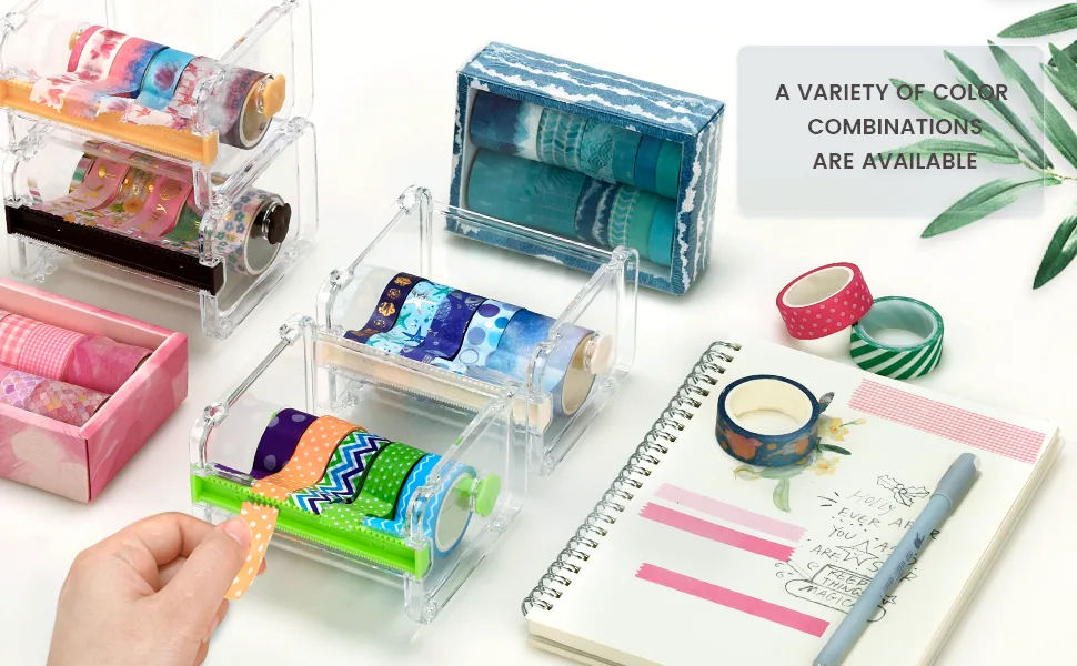 molshine 2 Pack Transparent Desktop Multi Washi Masking Tape Storage Dispenser,Tape Cutter,Tape Roll Holder (Not Include Masking Tape) (Beige) - product information 17