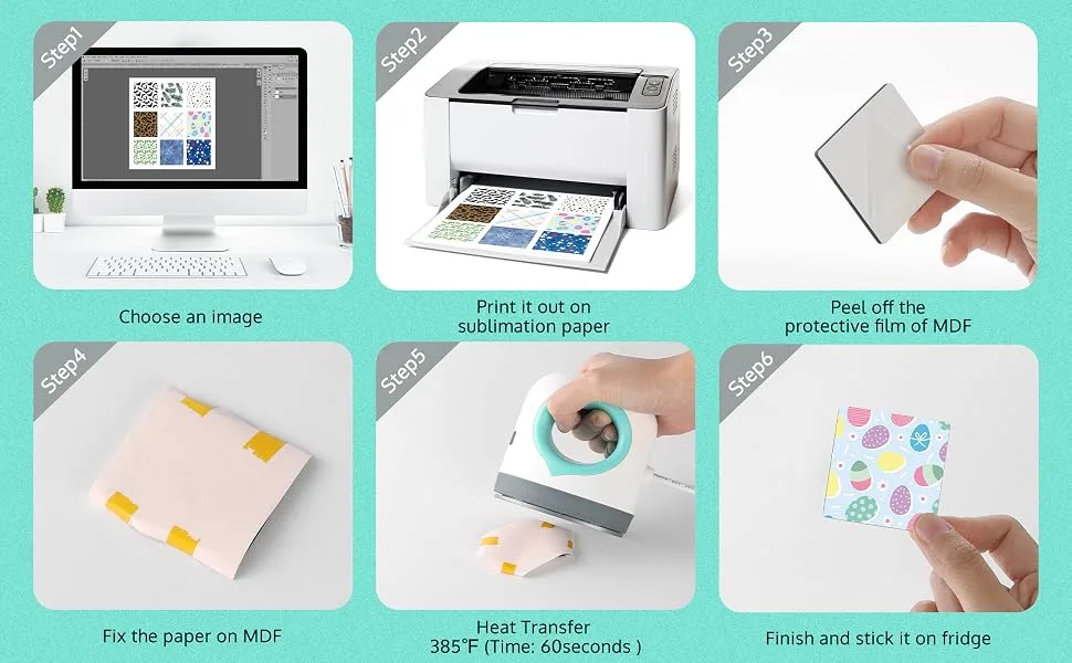 36 Pack Sublimation Blank Set, OFFNOVA Sublimation Blank Key Chains Fridge Magnets Bookmarks for DIY Sublimation Transfer Heat Press Printing 36pack - product information 15