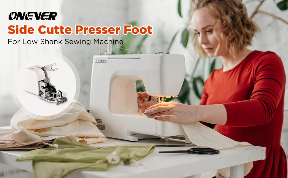 ONEVER Side Cutter Sewing Machine Presser Foot Feet Attachment Accessory for All Low Shank Singer Janome Brother, Overlock Machine Presser Foot Style 1 - EASY TO USE