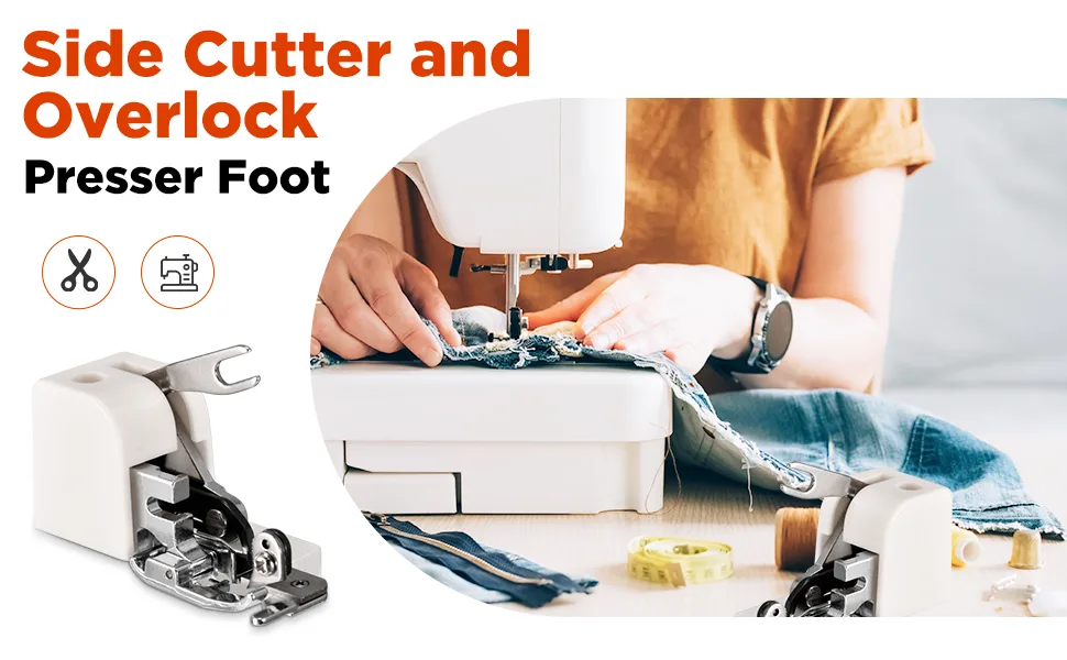 ONEVER Side Cutter Sewing Machine Presser Foot Feet Attachment Accessory for All Low Shank Singer Janome Brother, Overlock Machine Presser Foot Style 1 - serger sewing machine